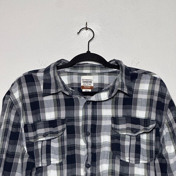 Levis Shirt Button Up Pockets Men XL White Checkered Plaid Western Rodeo Cowboy - Picture 15 of 16